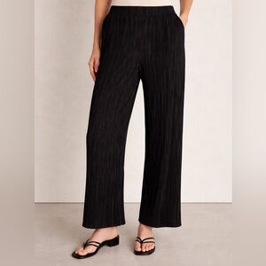 Black Wide-Leg Pleated Pants
